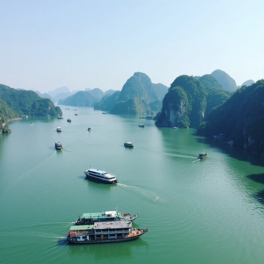 Limestone karsts in Ha Long Bay Vietnam