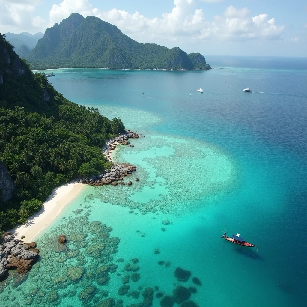 Tropical islands in Thailand with clear blue water